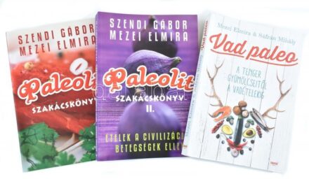 Szendi Gábor-Mezei Elmira: Paleolit szakácskönyv.+Paleolit szakácskönyv. II. Bp., 2010-2011, Jaffa. Kiadói papírkötés.; Mezei Elmira&Sáfrán Mihály: Vad paleo. Bp., 2016., Jaffa. Kiadói papírkötés.
