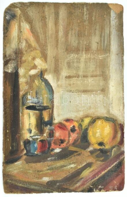 Jelzés nélkül: Csendélet. Olaj, karton. 26x16cm