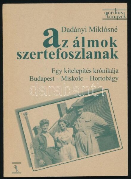 Dadányi Miklósné: Az álmok szerte foszlanak. Egy kitelepítés krónikája. Budapest-Miskolc-Hortobágy. hn.,1996,Gordius. Kiadói papírkötés.