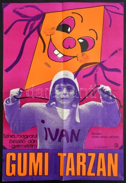 1985 Gumi Tarzan, dán gyermekfilm plakátja, hajtott, 56×38 cm