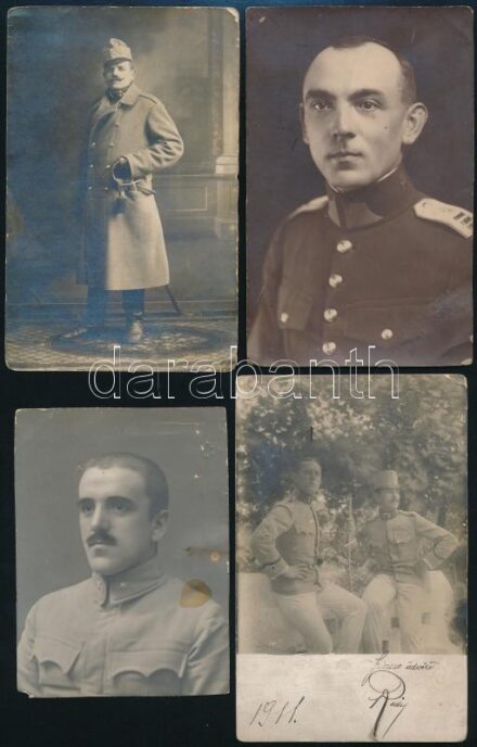 cca 1910 5 db katonai fotó és egy későbbi katonai igazolvány