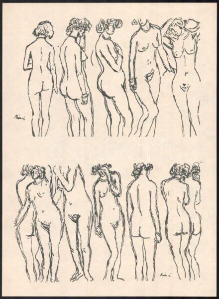 Rippl-Rónai József (1861-1927): Aktok. Cinkográfia 1913, papír, jelzett a cinkográfián, lapméret 26×35,5 cm csak 200 pld