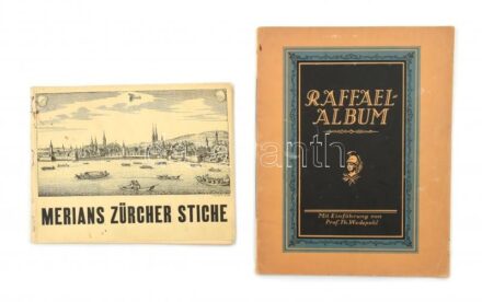 Raffael - album. Mit Einführung von Prof. Th. Wedepohl. Berlin, én., Verlag der Vereinigten Kunstanstalten MBH, 18 sztl. lev. Német nyelven. Papírkötésben. + Merians Zürcher Stiche, 13 illusztráció. Papírmappában, sérült, javított