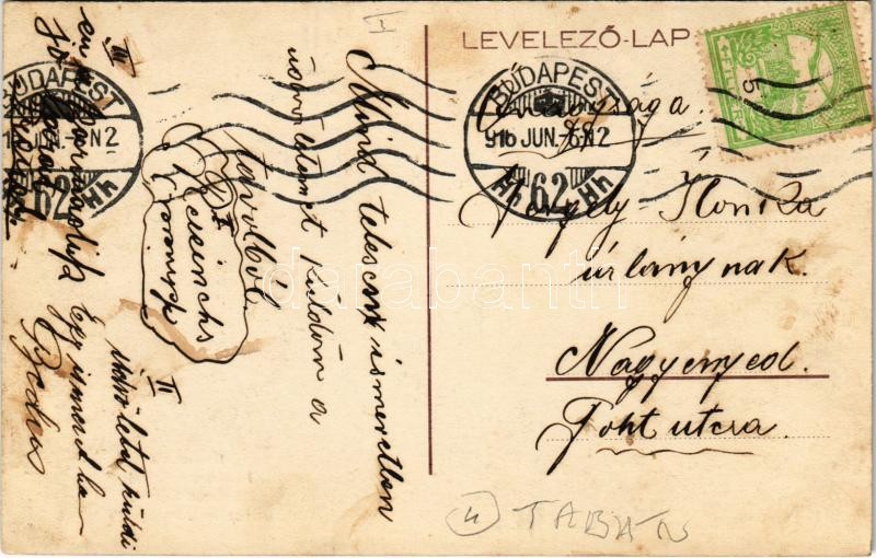 1916 Budapest I. Tabán, Schreil Győző Albecker vendéglője, étterem, kert vendégekkel, pincérekkel és zenekarral. Kereszt tér 4. - Image 2