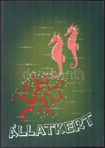 Állatkert. Plakát terv, 1940-50 körül. Tempera, karton. Jelzés nélkül, feltehetően Börtsök László (?-?) grafikus műve. 33,5x23,5 cm.