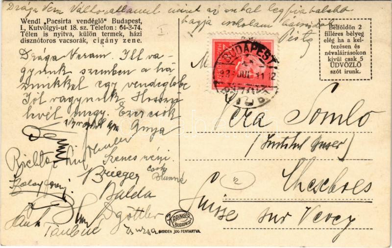 1938 Budapest XII. Wendl István 'Pacsirta' vendéglője, étterem kertje pincérekkel. Kútvölgyi út 18. - Image 2