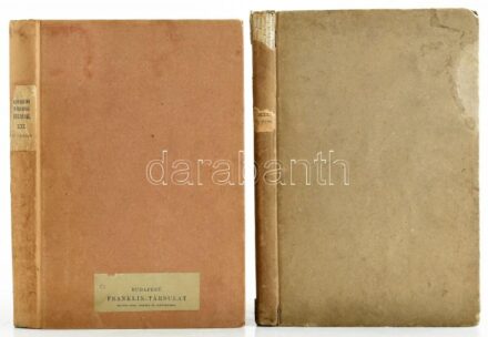 A Kisfaludy-Társaság évlapjai 2 kötete (XII. és XXI. köt.). Bp., 1877/1887, Athenaeum/Franklin-Társulat, IV+274 p. + IV+395 p. Korabeli kartonált papírkötés, kissé sérült, foltos borítóval, helyenként kissé foltos lapokkal, az