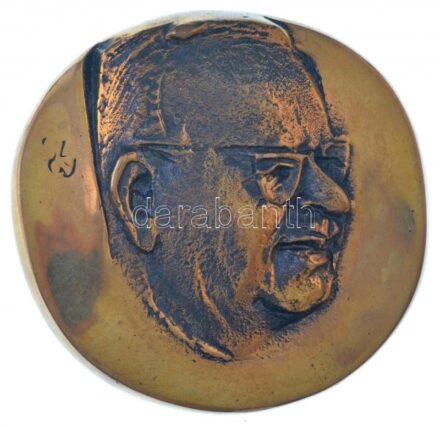 Szathmáry Gyöngyi (1940-) DN 'Julesz Miklós 1904-1972' öntött Br plakett eredeti tokban (~110mm) T:1-