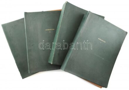 cca 1920-1950 Herbárium - növénygyűjtemény. 4 óriási füzet, sok száz szárított növénnyel feliratozva leírással , néhol hiányokkal / Collection of dried plants with inscription,