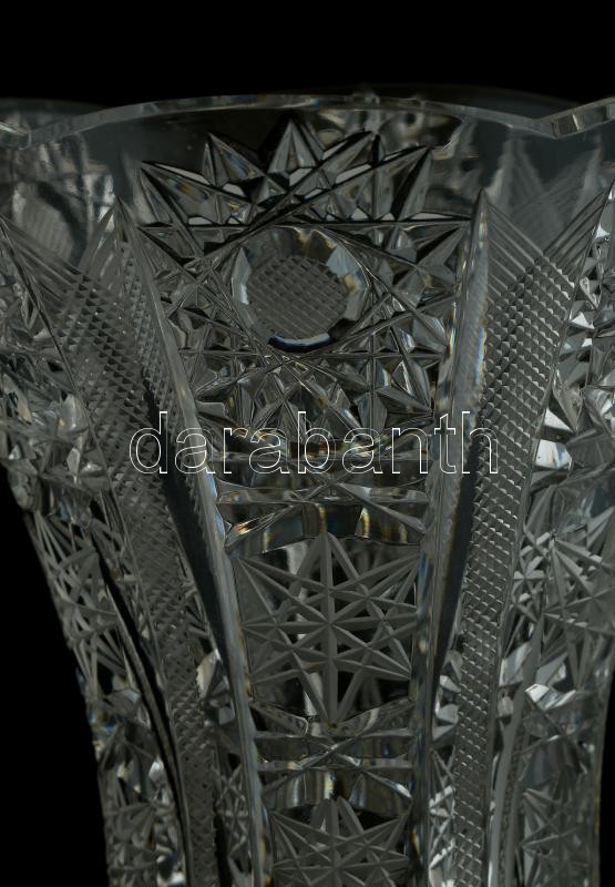 2 db gazdagon csiszolt ólomkristály váza, kopott, m: 20 cm - Image 3