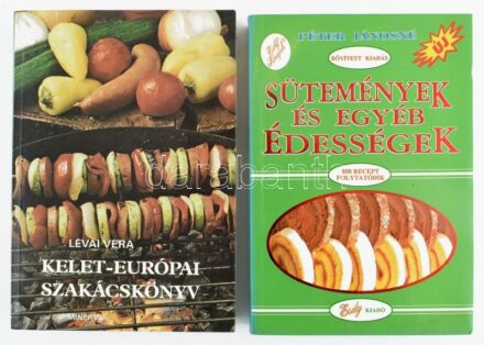 Lévai Vera: Kelet-európai szakácskönyv. Bp., 1983, Minerva. Kiadói papírkötés. + Péter Jánosné: Sütemények és egyéb édességek. Bp., 1992, Esély. Bővített kiadás. Kiadói papírkötés.