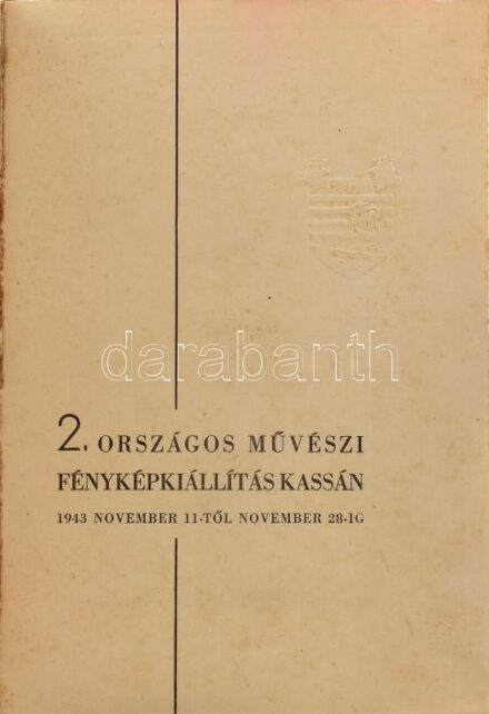 1943 2. Országos Művészi Fényképkiállítás Kassán. 1943 november 11-től November 28-ig. Rendezi: Kárpát Egyesületben Működő 'Kassai Fényképezők' szakosztálya. Kassa, 'Wiko'-ny., 36 p.+8 (fekete-fehér reprodukciók) t. Benne