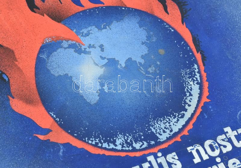 Börtsök László (?-?). Revisio, iustitiam populis nostris! Pereat pax dictatorie facta! (...). Irredenta, a trianoni béke elleni, nemzetközi diákkonferenciát hirdető propaganda plakát terve, 1933. Tempera, ceruza, papír. Jelzett. Lap - Image 2