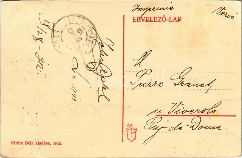 1912 Ada, Tiszai hajóállomás, gőzhajó. Király Béla kiadása / ship station, steamship. TCV card (EK) - Image 2