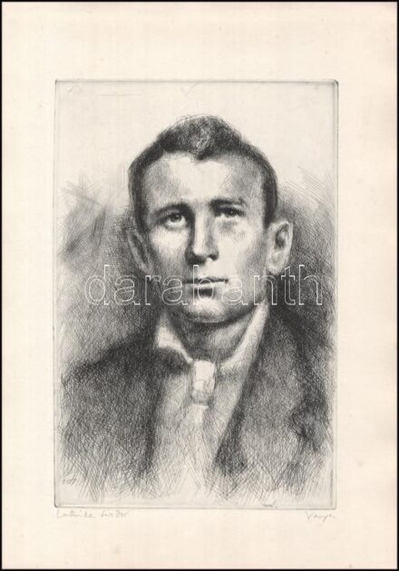 Varga Nándor Lajos (1895-1978): Latinka Sándor. Rézkarc, papír, jelzett. 29,5x19,5 cm