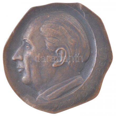 Tápai Antal (1902-1986) DN 'Dr. Dudás Béla' egyoldalas, öntött bronz plakett (121x112mm) T:1-
