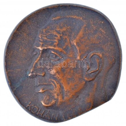 Bartos Endre (1930-2006) DN 'Kohán' Kohány György grafikust, festőművészt ábrázoló egyoldalas, öntött bronz plakett (107x115mm) T:2