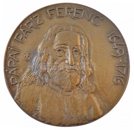 Tőrös Gábor (1934-) DN 'Pápai Páriz Ferenc 1649-1716' egyoldalas, öntött bronz plakett (137mm) T:1-