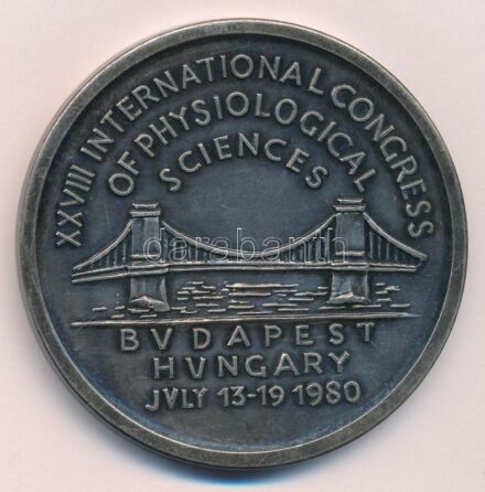 Borsos Miklós (1906-1990) 1980. 'XXVIII. International Congress of Physiological Sciences Budapest Hungary July 13-19 1980 (XXVIII. Fiziológiai Tudományok Nemzetközi Kongresszusa Budapest)' ezüstpatinázott bronz emlékérem (60mm) T:1-
