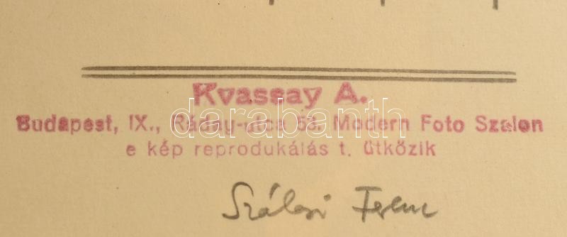 cca 1930-1940 Szálasi Ferenc (1897-1946) portréja, fotólap Kvassay A. budapesti műterméből, jelzett, szép állapotban, 14x8,5 cm - Image 2
