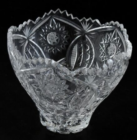 ólomkristály kínáló, kopott, m: 11,5cm