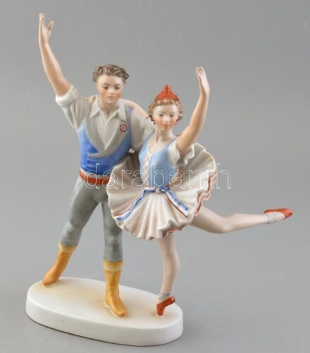 Herendi Párizs lángja, kézzel festett porcelán, jelzett, kopásnyomokkal, szépen restaurálva m:30,5cm