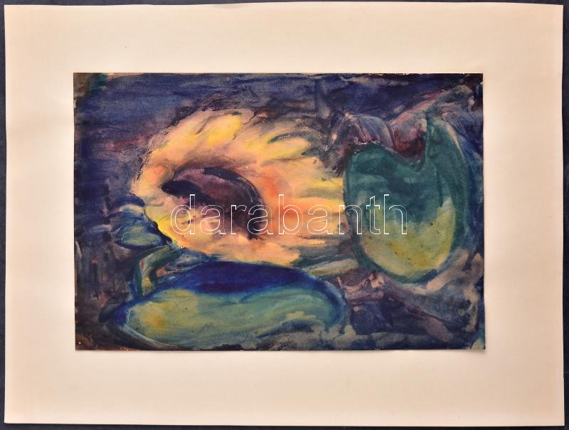 Sallós Piroska (?-): Napraforgó. Akvarell, papír, jelzés nélkül, hátoldalán feliratozott. 29x19,5 cm