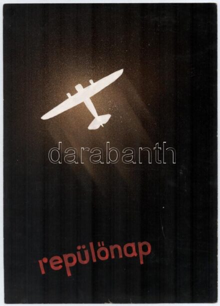 Börtsök László (?-?): Repülőnap (1936). Plakátterv. Tempera, karton, jelzés nélkül. Megvalósult plakát, repülőnap Mátyásföldön címmel, 1936-ban. Alján apró szakadásokkal. 33x23,5 cm.