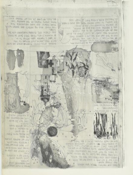 Würtz Ádám (1927-1994): Shakespeare illusztráció (Rómeó és Júlia XIII.), rézkarc-akvatinta, jelzés nélkül, jó állapotban, 40x30 cm