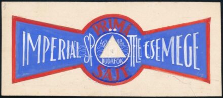 Imperial prima Spöttle Budafok csemege sajt. Reklám v. csomagolás terv. Tempera, papír. 1940 körül. Jelzés nélkül, 5,5×13 cm