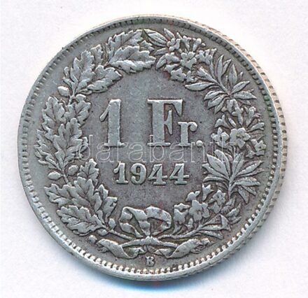 Svájc 1944B 1Fr Ag T:2,2- patina Switzerland 1944B 1 Franc Ag C:XF,VF patina Krause KM#24