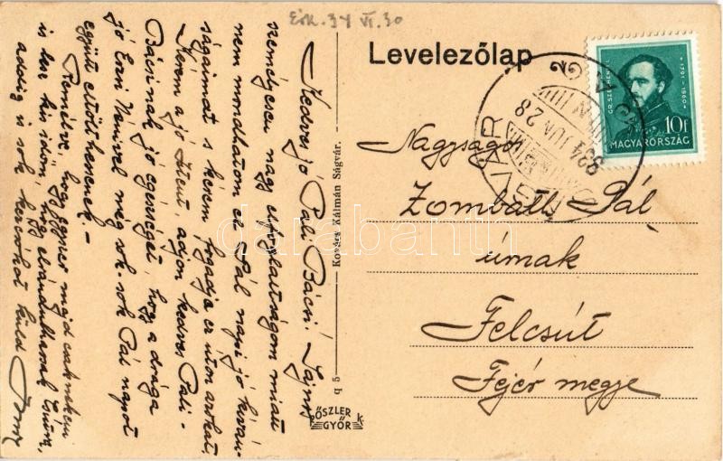 1934 Ságvár (Siófok), Hősök szobra, Kovács Kálmán vegyeskereskedése, bor, sör és pálinka kimérése zárt palackokban, üzlet. Kovács Kálmán saját kiadása - Image 2