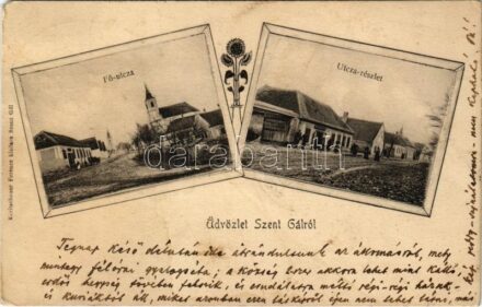 1907 Szentgál, Szent Gál; Fő utca, Koritschoner Ferenc üzlete és saját kiadása + SZENTGÁL M.Á.V.'