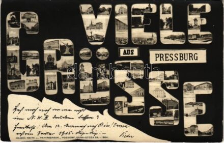 1904 Pozsony, Pressburg, Bratislava; Üdvözlet. Neffe J. kiadása / Greeting / Viele Grüsse (EK)