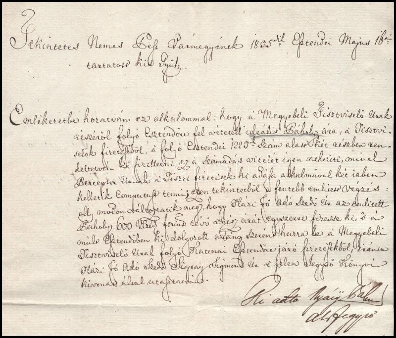 1833. A budai magyar Nemzeti Színházban a pest megyei tisztviselők Ideális páholyának megváltására szolgáló összeg fizetésükből való levonásáról rendelkező levél Nyáry Pál (1805-1871) politikus, később - Image 2
