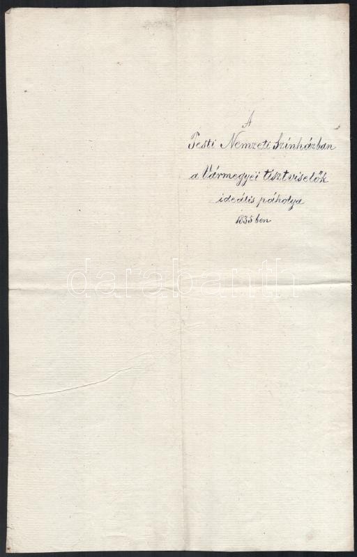 1833. A budai magyar Nemzeti Színházban a pest megyei tisztviselők Ideális páholyának megváltására szolgáló összeg fizetésükből való levonásáról rendelkező levél Nyáry Pál (1805-1871) politikus, később - Image 4