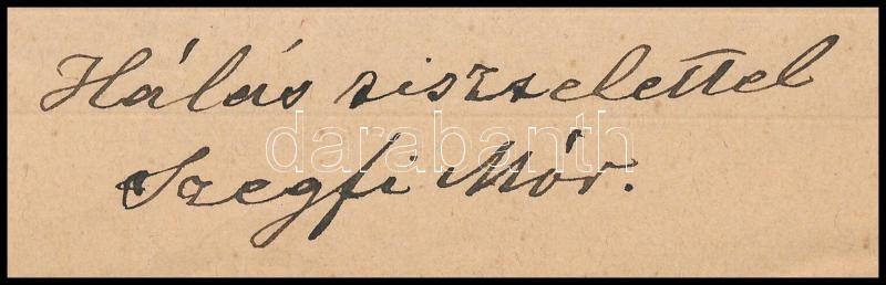 1888 Szegfi Mór Mihály (1825-1896) az 1848-as márciusi ifjak egyike, író, újságíró, zsidó szépíró autográf kondoleáló levele ügyvédjének. Egy beírt oldal - Image 2