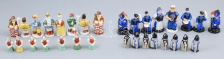 Herendi 32db sakkfigura, kézzel festett porcelán, szép hibátlan állapotban, m:5,5-8cm A sakk hosszú és nagy múltra tekint vissza. A játék sokat változott a legkorábbi indiai formáihoz képest. A mai modern változatát csak a 16.
