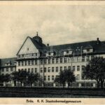 1914 Most, Brüx; K.k. Staatsoberrealgymnasium / grammar school (small tear)