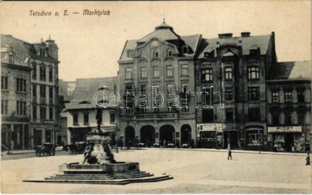 Decín, Tetschen; Marktplatz, Alois Barsch, Pick's / square, shops