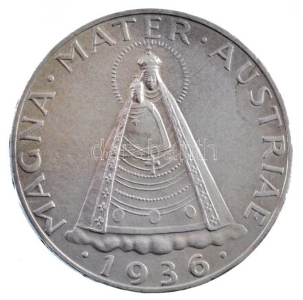 Ausztria 1936. 5Sch Ag 'Mariazelli Madonna' T:1- / Austria 1936. 5 Schilling Ag 'Madonna of Mariazell' C:AU Krause KM#2853