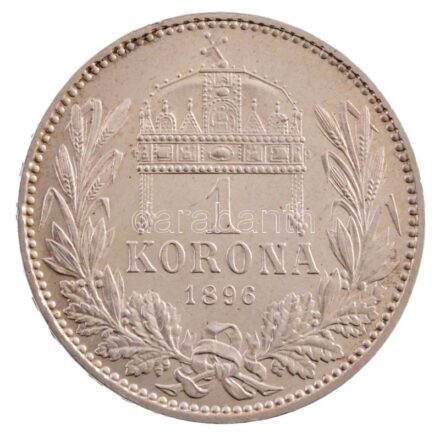 1896KB 1K Ag 'Millenium' T:1- / Hungary 1896. 1 Korona Ag 'Millenium' C:AU Adamo K5.2