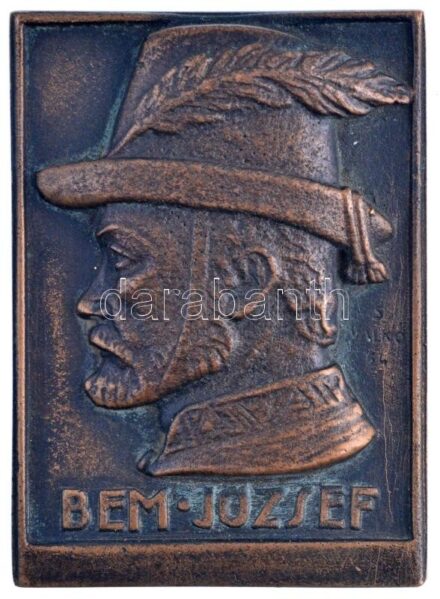 Solymári Valkó László (1909-1984) 1954. 'Bem József' egyoldalas Br plakett (89x64mm) T:2 patina, ph
