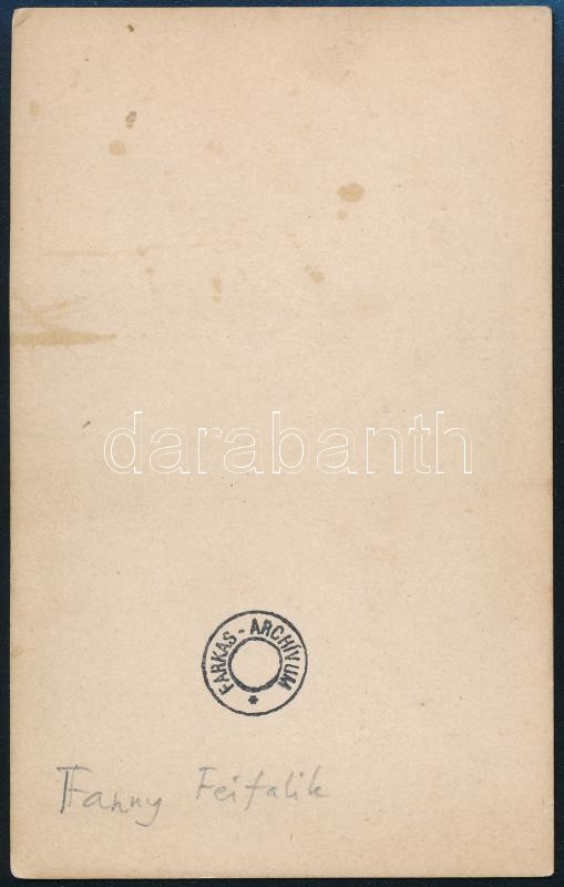 cca 1860-1870 Franziska (Fanny) Angerer (1842-1911), Hugo Feifalik felesége, Sisi fodrásza, keményhátú fotó, 10,5×6,5 cm / Fanny Angerer hairdresser of Queen Elisabeth, Sisi. - Image 2