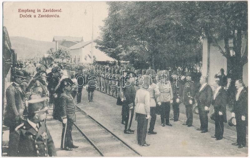 Zavidovici, Empfang. Erinnerung an den Kaiser Besuch in Bosnien und Hercegovina / Docek / arrival of Franz Joseph at the railway station
