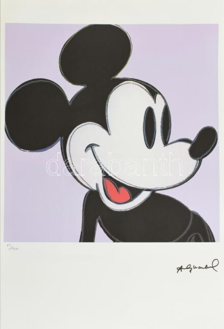Andy Warhol (1928-1987): Mickey Mouse - Disney. Litográfia, papír, jelzett a nyomaton. Kézzel sorszámozott 65/100 jelzett a nyomaton. Georges Israel editeur - Leo Castellli New York, szárazpecséttel, pecséttel, hologrammal jelzett felül