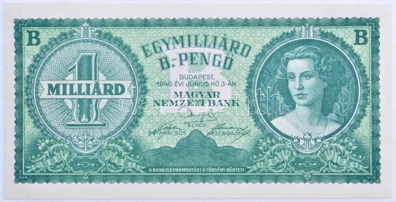 1946. 1.000.000.000BP T:I-,II hajtatlan, kis gyűrődések, szélén kis papírhiba / Hungary 1946. 1.000.000.000 Billion Pengő C:AU,XF unfolded, small creases, small paper error on the edge Adamo P40