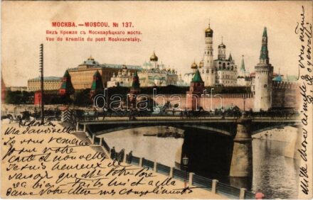 1902 Moscow, Moscou; Vue du Kremlin du pont Moskvaretsky / stone bridge