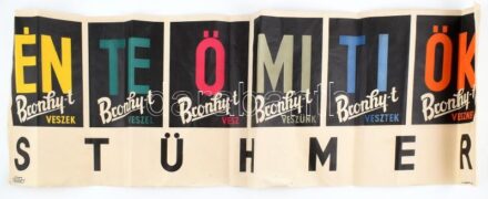 cca 1940 Bronhy édesség Stühmer plakát. Klösz nyomda. 31x94 cm Hajtva.