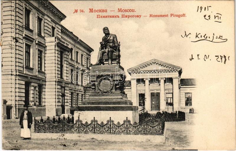 1905 Moscow, Moscou; Monument Pirogoff / statue of Nikolay Pirogov